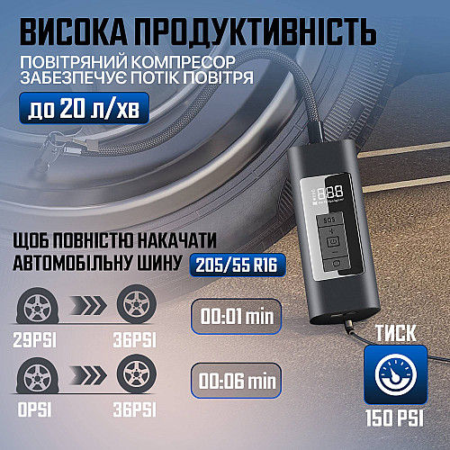 Автокомпрессор портативный с функцией Power Bank SBTR
