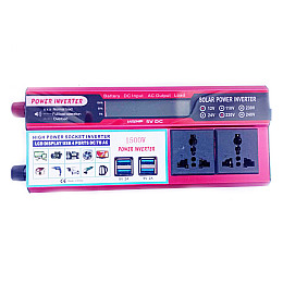 Автомобильный инвертор Solar Power Inverter 011 c 12V на 220V 1500W модифицированная синусоида Red (11034-hbr)