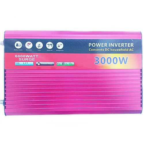 Автомобильный инвертор Power Inverter 002 c 12V на 220V 3000W модифицированная синусоида Red (11038-hbr)