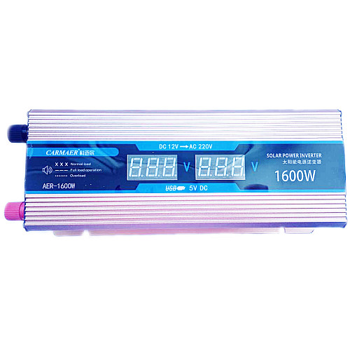 Інвертор напруги Carmaer Power Inverter 026 c 12V на 220V 1600W модифікована синусоїда Gold (11068-hbr)