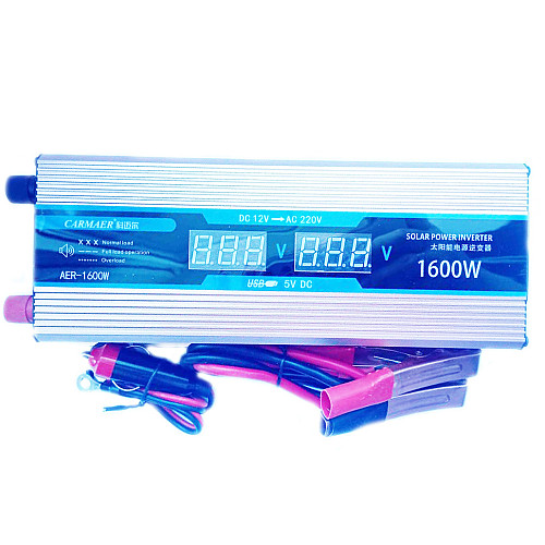 Інвертор напруги Carmaer Power Inverter 026 c 12V на 220V 1600W модифікована синусоїда Gold (11068-hbr)