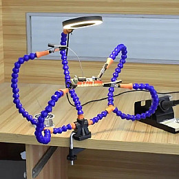 Третя рука для паяння тримач плат 5 гнучких валів з лупою та підсвіткою CNV