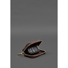 Кожаный чехол для автомобильного ключа бордовый краст BlankNote