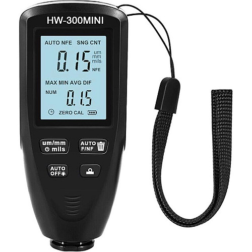 Толщиномер краски цифровой iCar HW-300 Mini 0 - 2000 мкм Fe и Nfe Черный (050738)