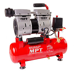 Компрессор бесшумный MPT PROFI OIL FREE 10 л 600 Вт 1450 об/мин 7 атм Red and Black (MAC60103S)