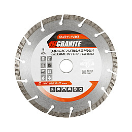 Диск алмазний GRANITE SEGMENTED TURBO 180х2,6 мм 22-24% 8600 об/хв (9-01-180)