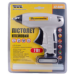 Пистолет клеевой MASTERTOOL Капля-Стоп аккумуляторный Ø7.2 мм DC3.7V 1300mAh Black and White (42-0401)