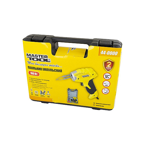 Паяльник імпульсний з трансформатором MASTERTOOL 100 Вт/220-240 V/50 Гц 0-400°С LED Жовтий та Чорний (44-0000)