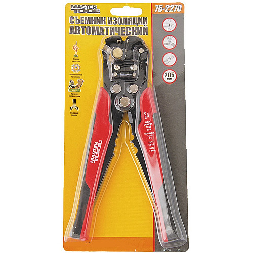 Клещи автоматические для снятия изоляции MASTERTOOL 0.2-6.0 мм² CrMoV Red (75-2270)
