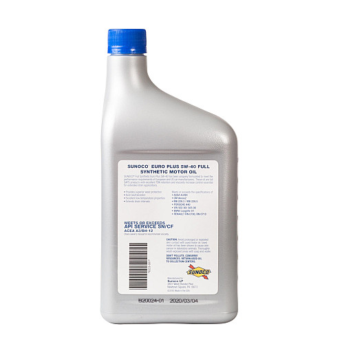 Моторне мастило Sunoco Ultra Full Syn Euro Plus 5W-40 Комплект 12 шт Х 0.946 л (202)