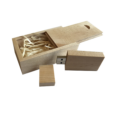 Флешка SUNROZ Wooden USB Flash Drive деревяный флеш накопитель в коробке 16 Gb USB 3.0 Светло-коричневый (SUN0819)