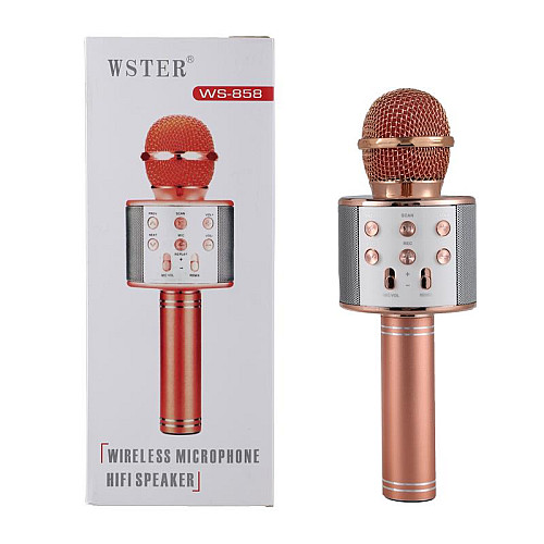 Беспроводной караоке микрофон Wster WS 858 Розовое золото (113)