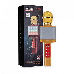 Микрофон-караоке беспроводной WSTER WS-1828 Золотой (101114)