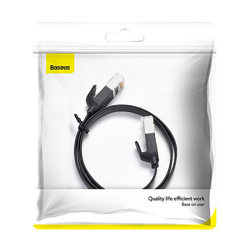 Патч-корд для интернета BASEUS RJ45 Gigabit flat 1 м, черный