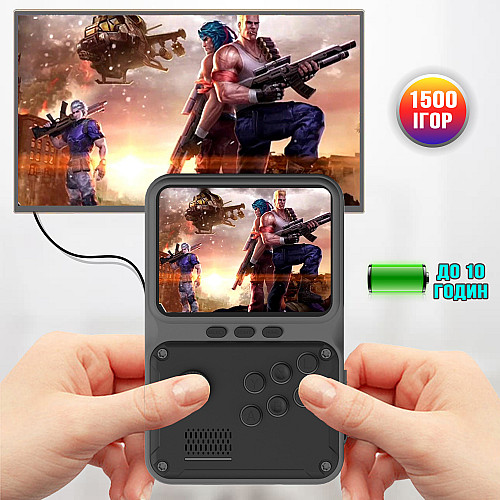 Ігрова портативна міні консоль Gen Game Mini Box 30M у стилі ретро з екраном 2.8" та акумулятором microSD з іграми 1500в1 Чорний