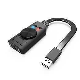 Зовнішня звукова карта USB 7.1 Channel адаптер 3.5 мм для навушників та мікрофона Plextone GS3 Black