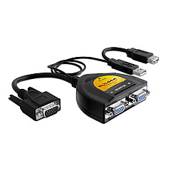 Перехідник моніторний Delock VGA HD15 1x2 (Splitter) Act 450MHz USBpower каскад чорний (70.06.1968)