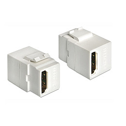 Перехідник моніторний Delock HDMI F/F (Keystone) прямий 4K 60Hz Gold білий (70.08.6316)