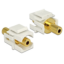 Перехідник аудіо Delock Jack 3.5mm 3pin F/F (Keystone) адаптер AUX Gold білий (70.08.6336)