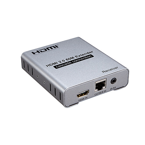 Перехідник аудіо-відео Lucom HDMI M/F (over RJ45) x1 60m 4K@60Hz (120mx30Hz)TX+RX сірий (62.09.8036)