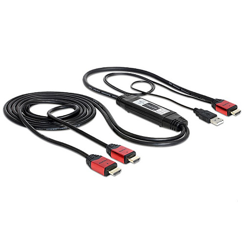 Перехідник моніторний Delock HDMI 1x2 (Splitter) Act 1080p USB-powered 2.0m чорний (70.08.3279)