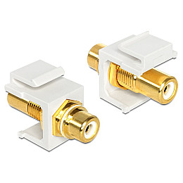 Перехідник аудіо Delock RCA F/F (Keystone) прямий Gold White білий (70.08.6310)