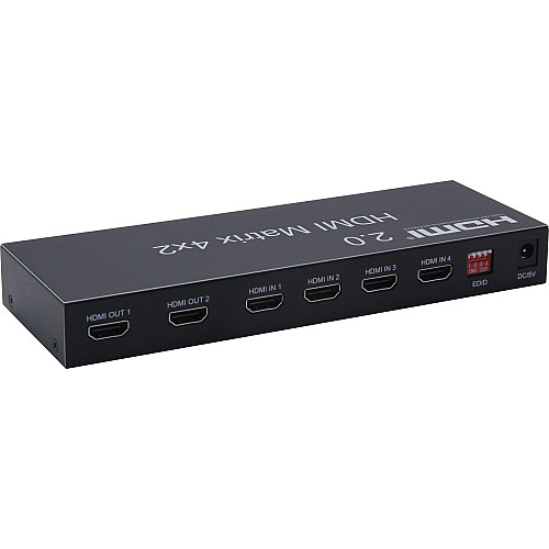 Перехідник моніторний Lucom HDMI 4x2 (Switch) Matrix(2xOut) 4K@60Hz +пульт чорний (62.09.8055)