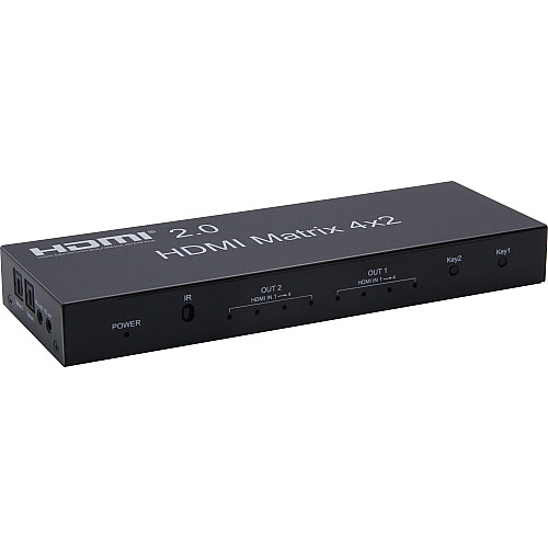 Перехідник моніторний Lucom HDMI 4x2 (Switch) Matrix(2xOut) 4K@60Hz +пульт чорний (62.09.8055)