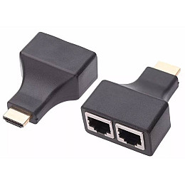 Перехідник аудіо-відео Lucom HDMI M/F (over RJ45) x2  30m M/M Pas 1080p чорний (62.05.0739)