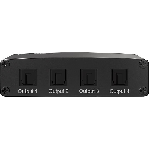 Перехідник аудіо Goobay Toslink 1x4 F/F (Splitter) Act Metal оптичний LED чорний (75.05.8975)