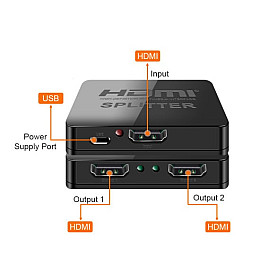 Перехідник моніторний Gutbay HDMI 1x2 (Splitter) Act v1.4 4K@30Hz 3D чорний (78.01.2853)