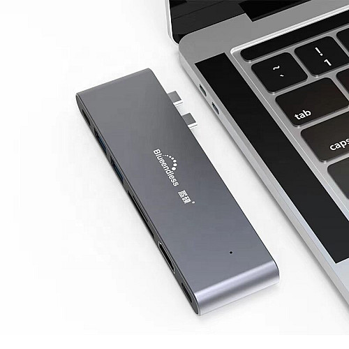USB-хаб Blueendless BS-HC702 7-в-1 Type-C to 4K HD PD + 3хUSB3.0 + USB 3.1 Type-C + TF/SD Card Reader Silver