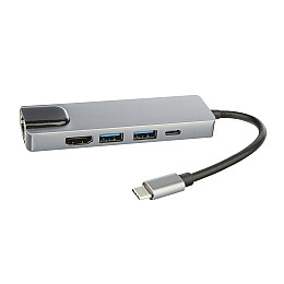 Док-станція RIAS BYL-2007 5в1 USB Type C - PD/USB/HDMI/RJ-45 (3_00418)