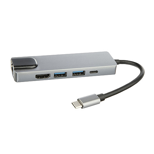 Док-станция RIAS BYL-2007 5в1 USB Type C - PD/USB/HDMI/RJ-45 (3_00418)