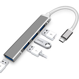 Концентратор USB-хаб RIAS С-809 Type-C 4 порти USB 3.0 Silver (3_00419)