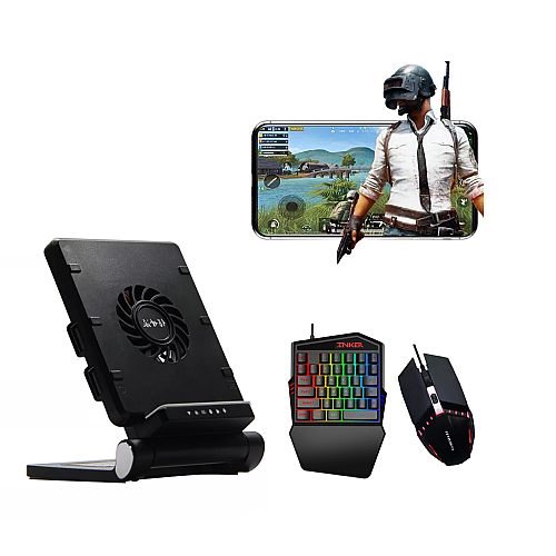 Мобильный игровой адаптер геймпад с клавиатурой мышкой охлаждением SUNROZ P6 Union PUBG Mobile Bluetooth 3 в 1 Черный