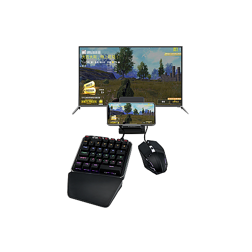 Мобильный игровой адаптер геймпад с клавиатурой мышкой охлаждением SUNROZ P6 Union PUBG Mobile Bluetooth 3 в 1 Черный