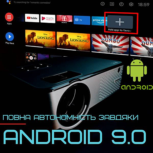 Портативный проектор Cheerlux Android 9.0 Full HD 1920*1080 P + WIFI + Bluetooth с Динамиками 3200 Lumen Мини LED (458)