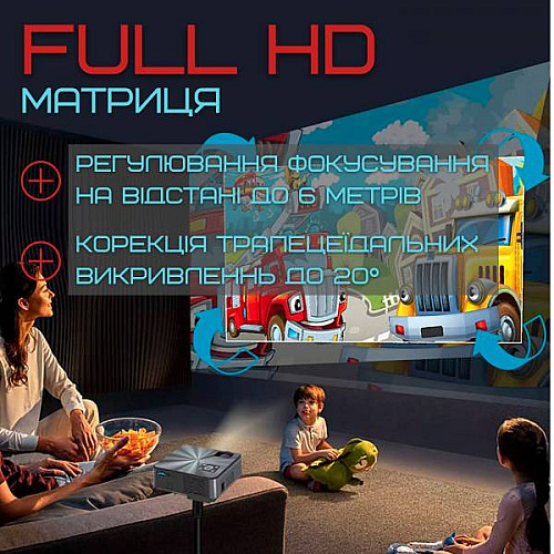 Портативный проектор Cheerlux Android 9.0 Full HD 1920*1080 P + WIFI + Bluetooth с Динамиками 3200 Lumen Мини LED (458)
