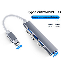 USB-хаб OEM Type-C 4 порта USB 3.0 USB2.0 Grey