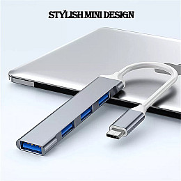USB-хаб OEM Type-C 4 порта USB 3.0 USB2.0 Grey