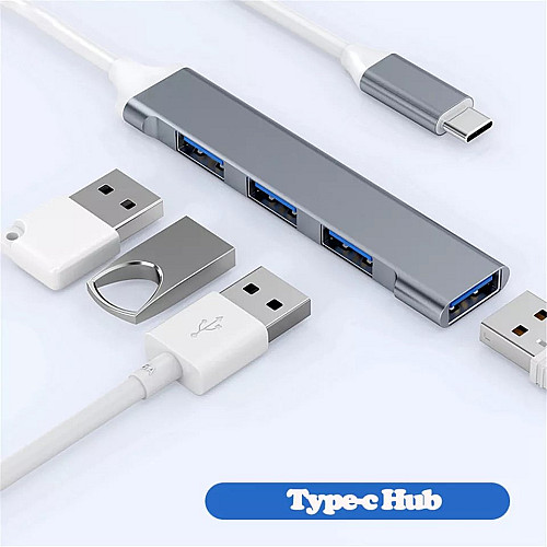 USB-хаб OEM Type-C 4 порта USB 3.0 USB2.0 Grey