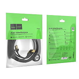Кабель RJ45 HOCO LAN Level pure copper gigabit ethernet cable US02 5 м чорний