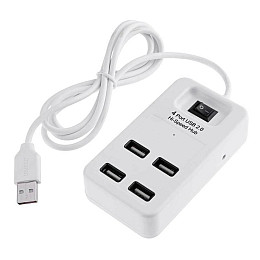 Концентратор USB-хаб RIAS P-1601 4 порта USB 2.0 с выключателем White (3_02362)
