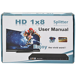 Розгалужувач відеосигналу (спліттер) RIAS HDMI - 8xHDMI 8 портів v1.4 1080P Чорний (3_00625)