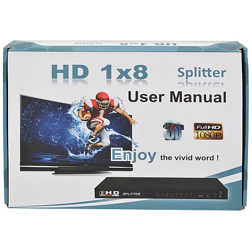 Разветвитель видеосигнала (сплиттер) RIAS HDMI - 8xHDMI 8 портов v1.4 1080P Black (3_00625)