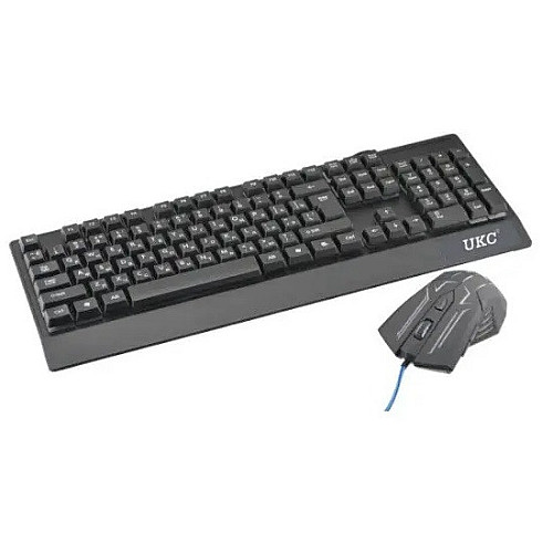 Комплект проводной игровая клавиатура и мышь UKC M-710 с RGB подсветкой Black