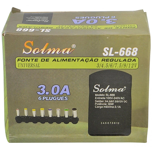 Універсальний блок живлення для ноутбуків Solma SL-668 12V 3A 30W 8в1 (3_00978)