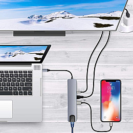 Док-станція RIAS BYL-81 8в1 USB Type C - PD/USD/HDMI/RJ-45/TF/SD/USB (3_03821)