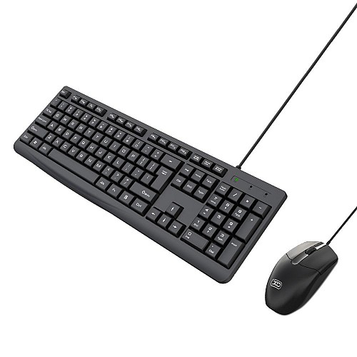 Комплект проводная клавиатура и мышь XO KB-03 1000DPI 1.35 m Black